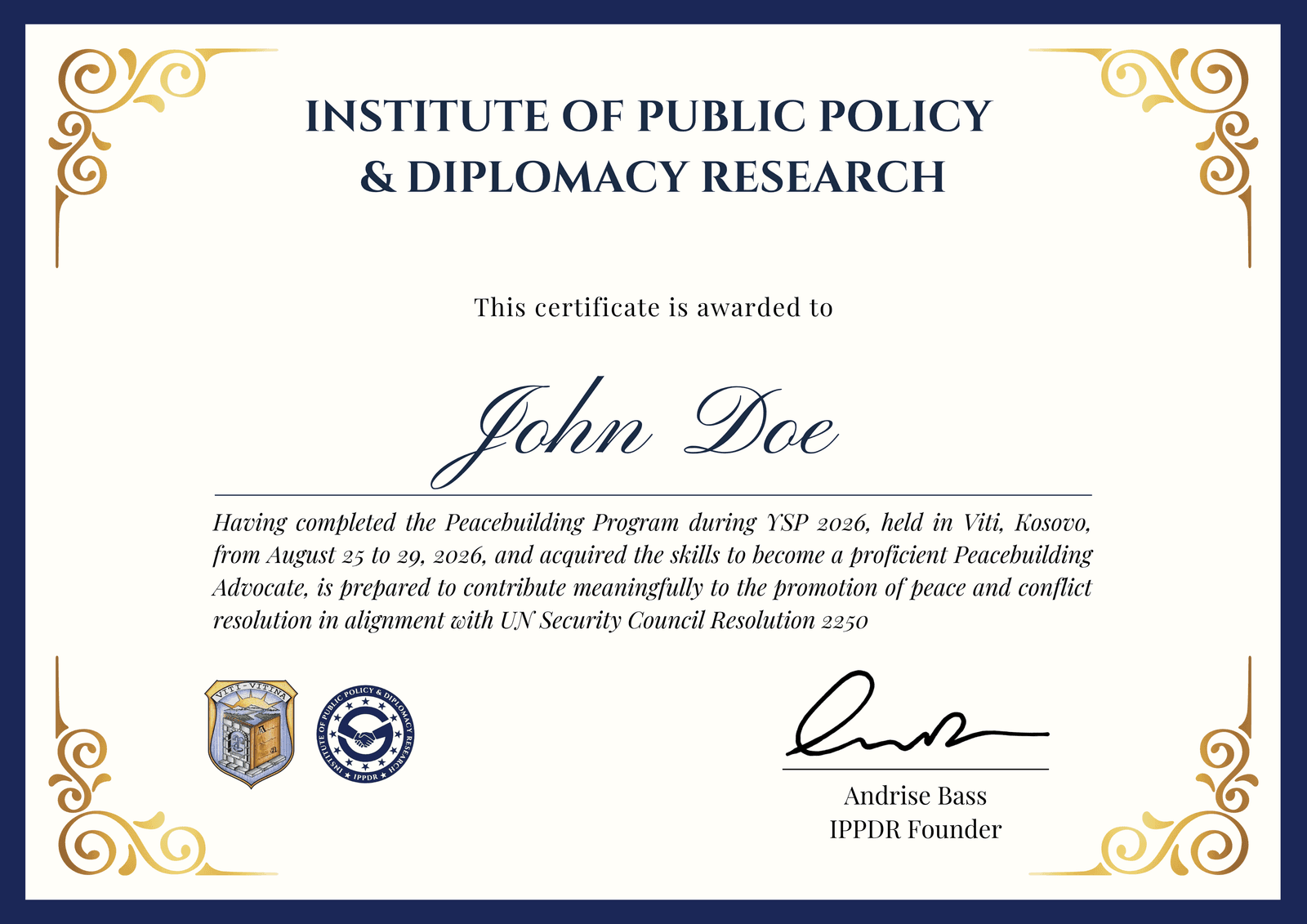 YSP 2026 Participation Certificate Template